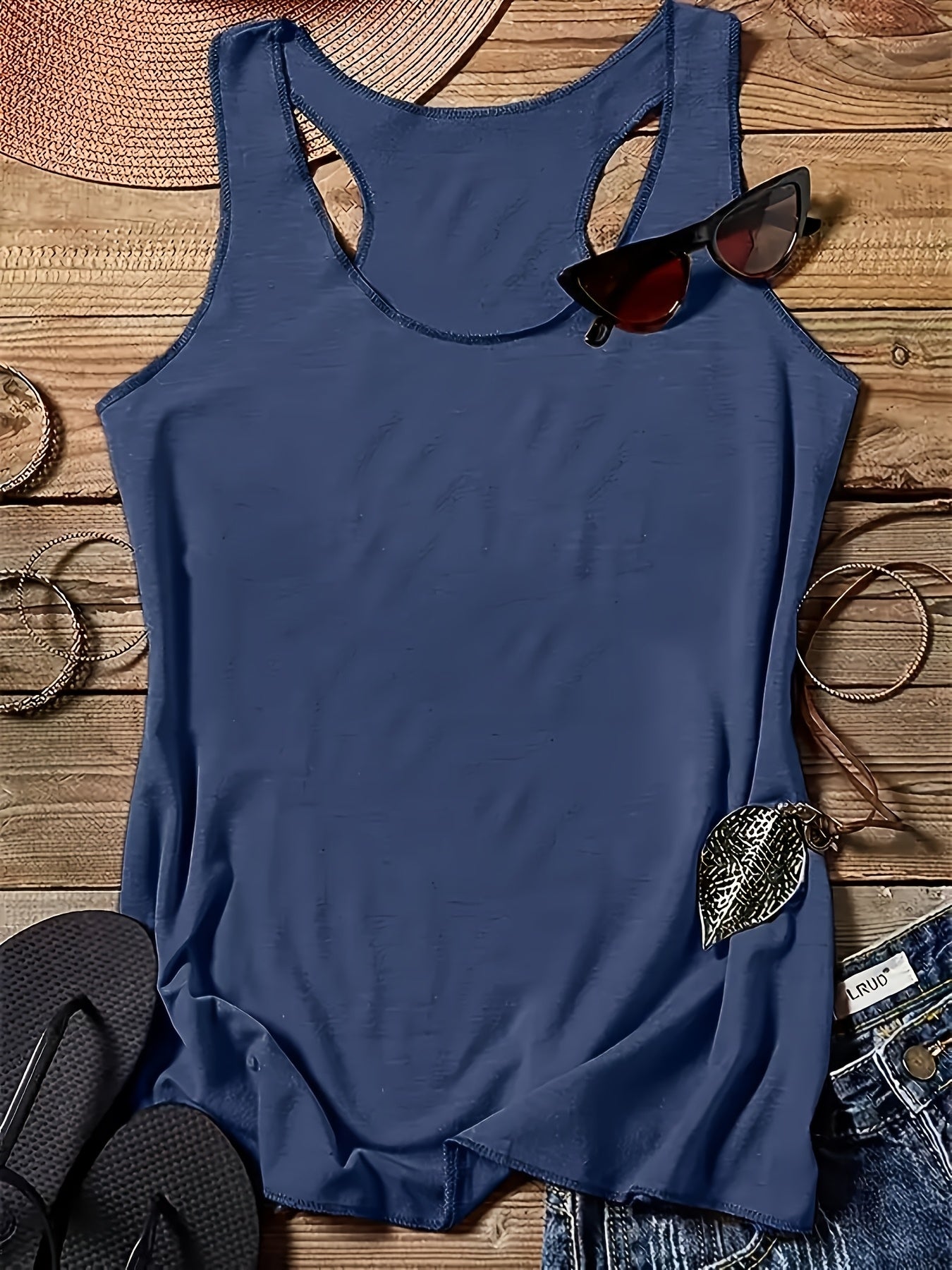 SINHOON 5pcs Sleeveless Tank Tops - Comfortable Round Neck Casual Tops for Spring & Summer - Versatile Clothing | Sleeveless Tops | Stretchy Fabric, Summer Tank Tops