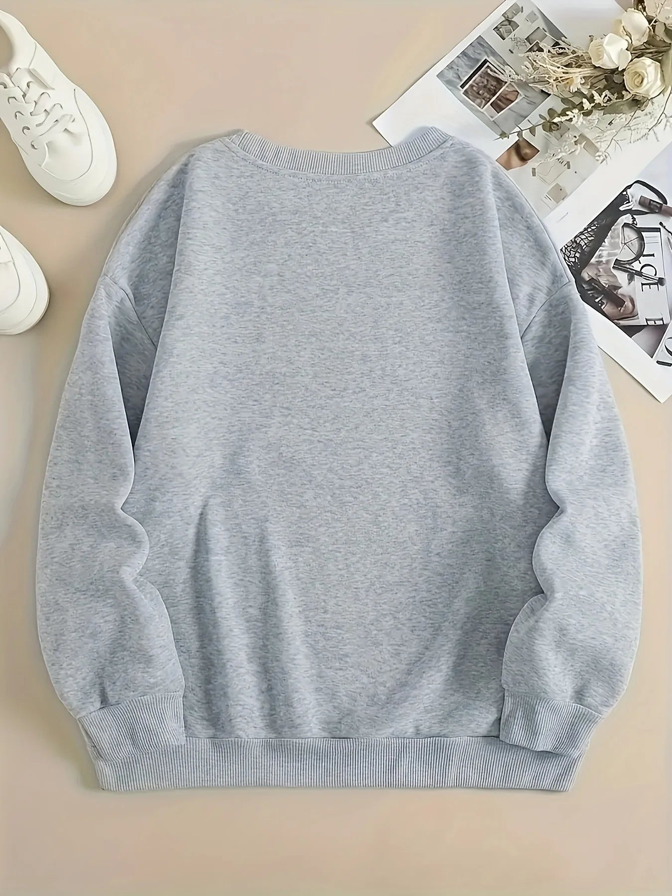 Merry Christmas Print Sweatshirt, Crew Neck Casual Sweatshirt For Winter & Fall, Women's Clothing