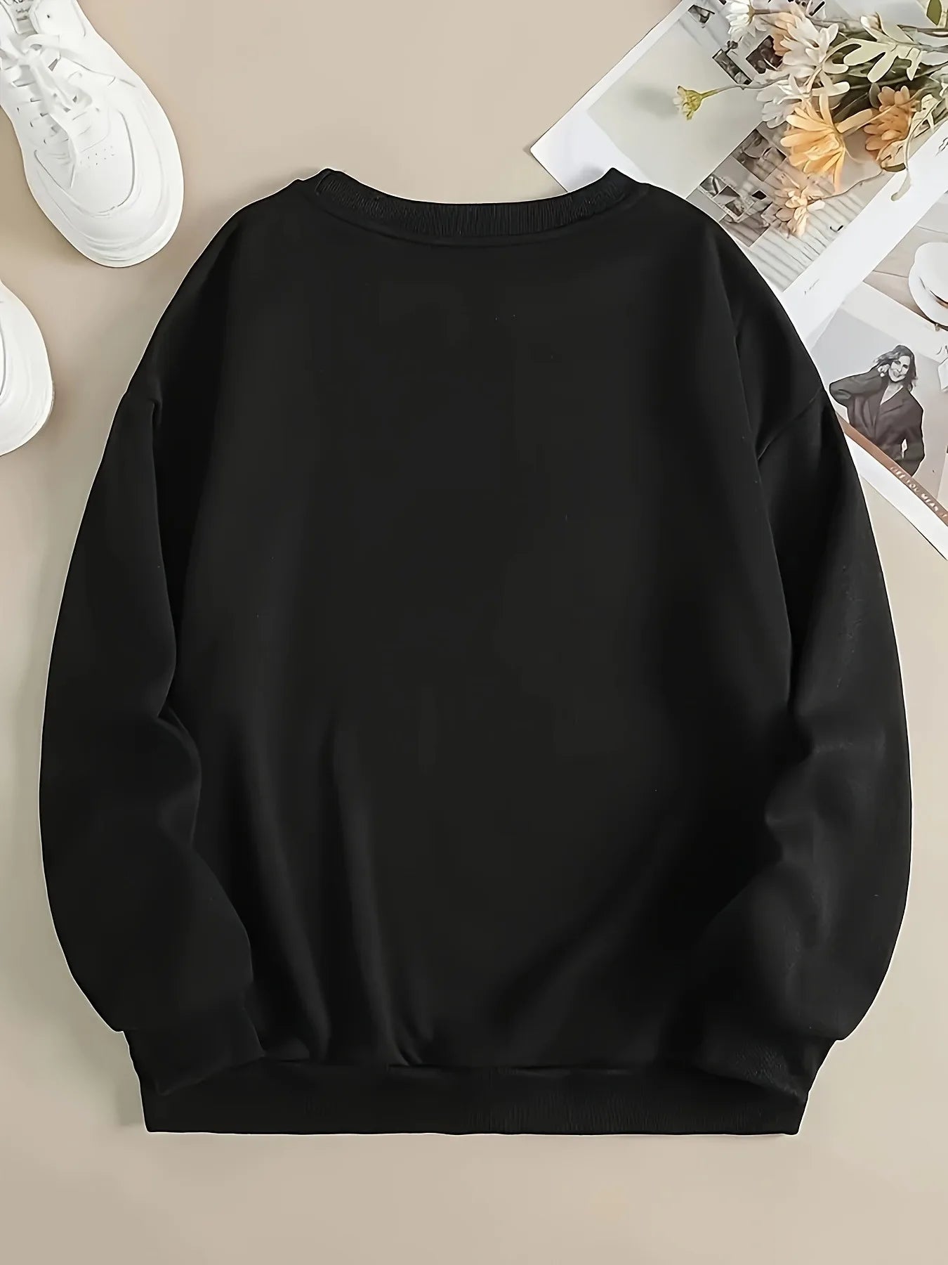Merry Christmas Print Sweatshirt, Crew Neck Casual Sweatshirt For Winter & Fall, Women's Clothing