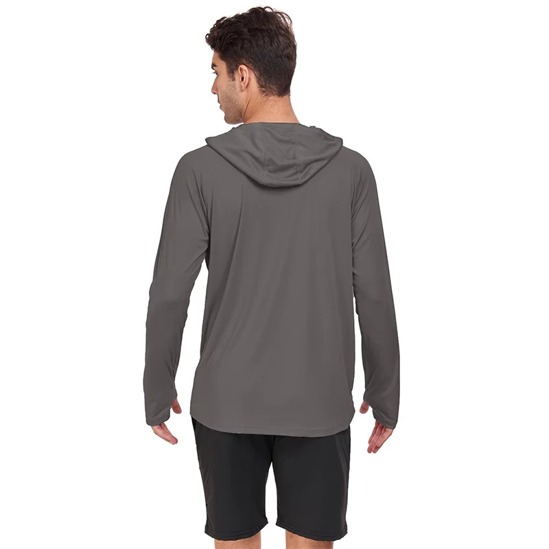 3Pcs UPF 50+ Sun Protection T-shirts Breathable Long Sleeves Men's Lightweight Breathable Activity Sports Hooded Sunscreen Tops