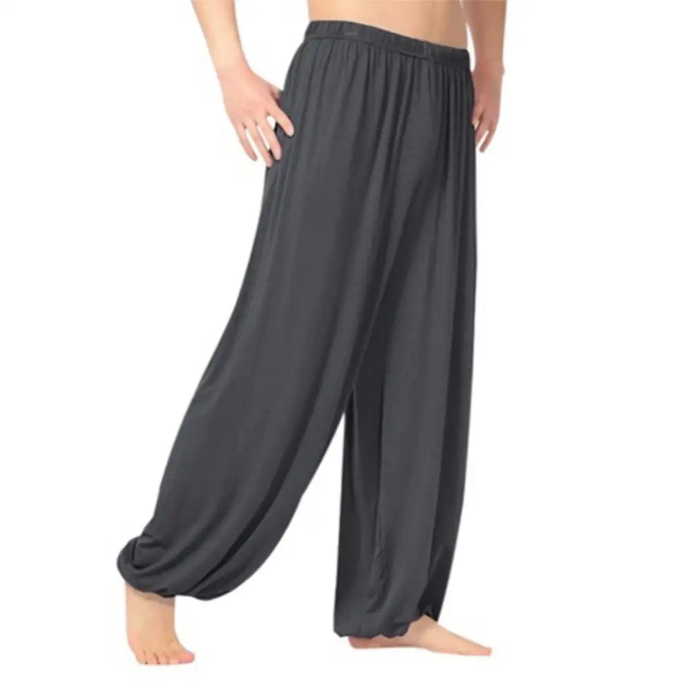 Men's Harem Pants Solid Color Yoga Pants Morning Exercise Tai Chi Pants Casual Wide Leg Pants Long Pants Harem Pants Male Slacks