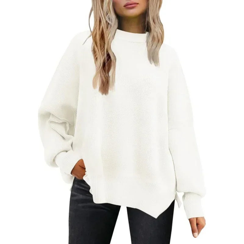 Autumn Women's Oversized Sweaters 2024 Fall Crewneck Batwing Sleeve Pullover Sweaters