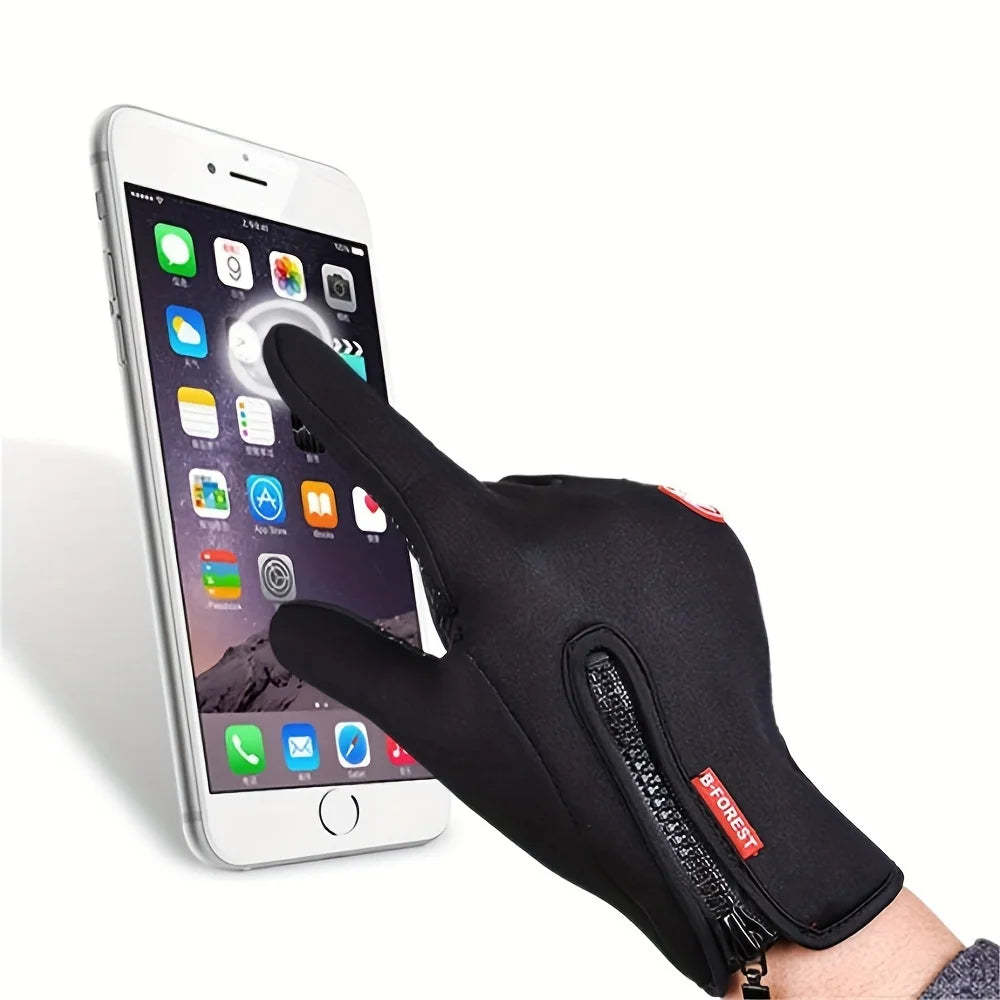 Winter Windproof Gloves,Bicycle Warmth Touch Screen, Water Riding Equipment,Outdoor Velvet Anti Cold Skiing Touch Screen Gloves