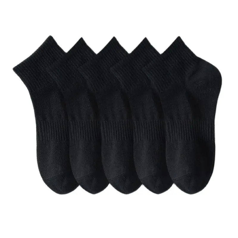 5 Pairs/lot 100% Cotton Men's Socks Spring Autumn Black White Absorption Women's Boat Socks Anti-Odor Breathable Sports Socks