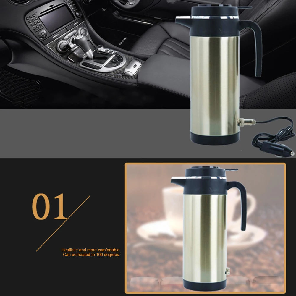 1200 ML Car Hot Kettle Car Truck Water Heater Large Capacity 12/24 V Tea Coffee Kettle Leak-Proof Design 120/240 W Auto Shut Off
