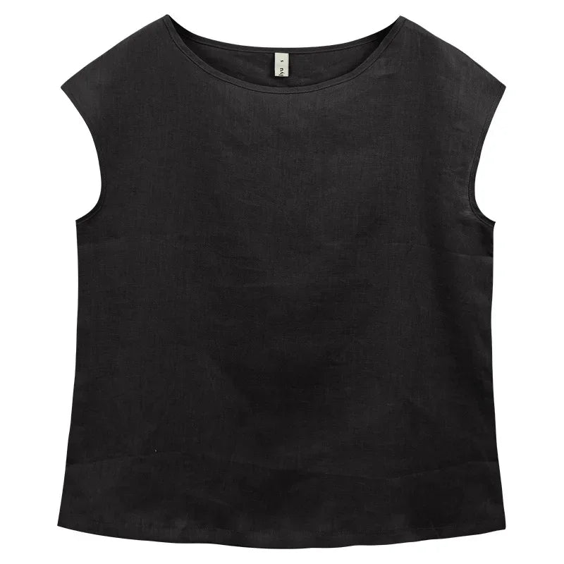 100% Linen Women'S T-Shirt Causal Solid Short Sleeve Tee Harajuku Basic All Match Shirts Female Camisetas Blusa Mujer
