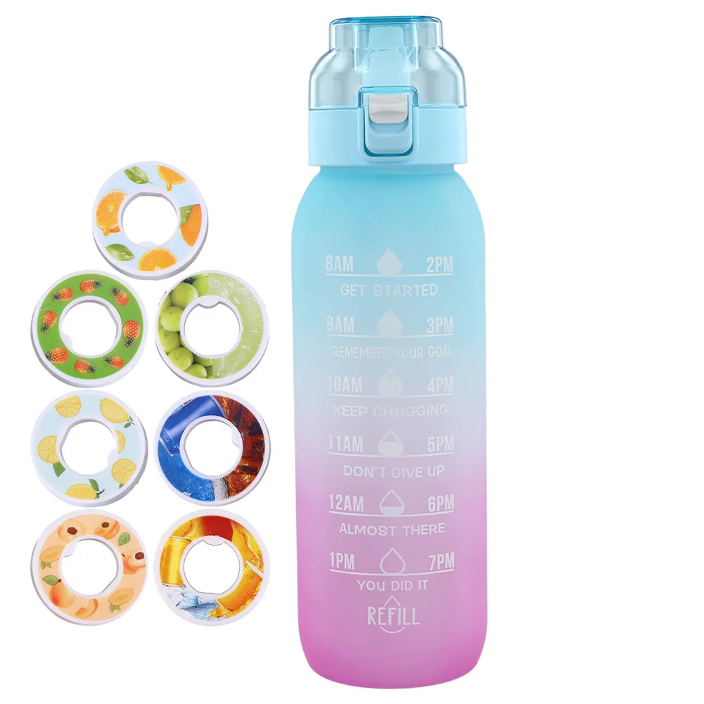1000ML Fruit Flavor Water Cup Large Capacity with 7 Rods Drinking Cup Fragrance Smelling Water Bottle for Travel Climbing Hiking