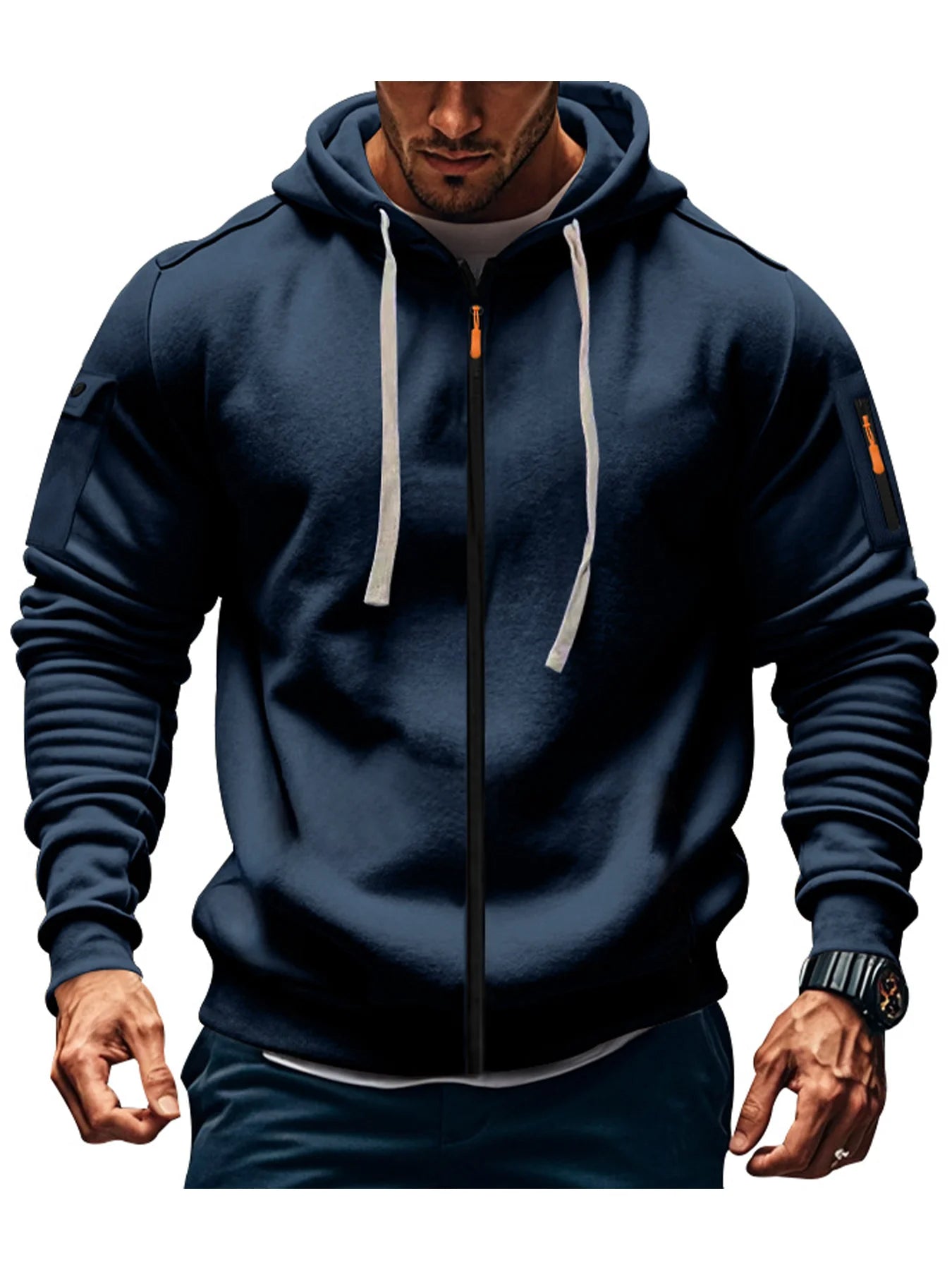 Men's Autumn Winter New Hoodies Long Sleeve Sweatshirt Zipper Design Hooded Sweatshirt for Men Sportswear Slim Fit Casual Jacket