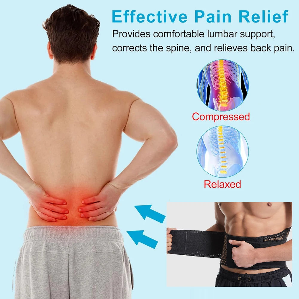 Lumbar Waist Support Adjustable Copper Waist Brace Compression Belt Fitness Waist Trainer Girdle Pain Men Women Unisex