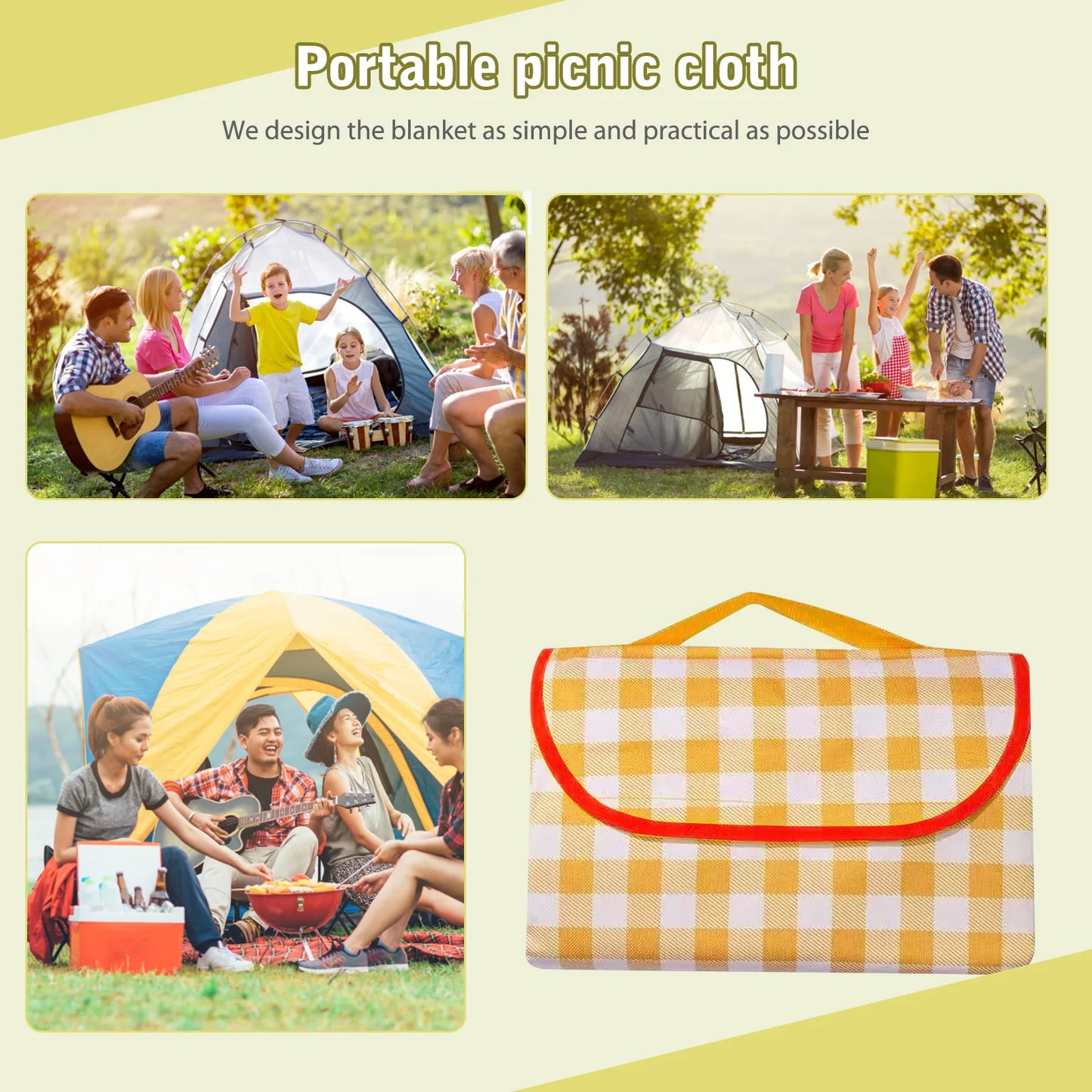 200x150cm Large Picnic Blanket Foldable Portable Picnic Mat Thicken Waterproof Beach Blanket Outdoor Camping Mat Sleeping Pads