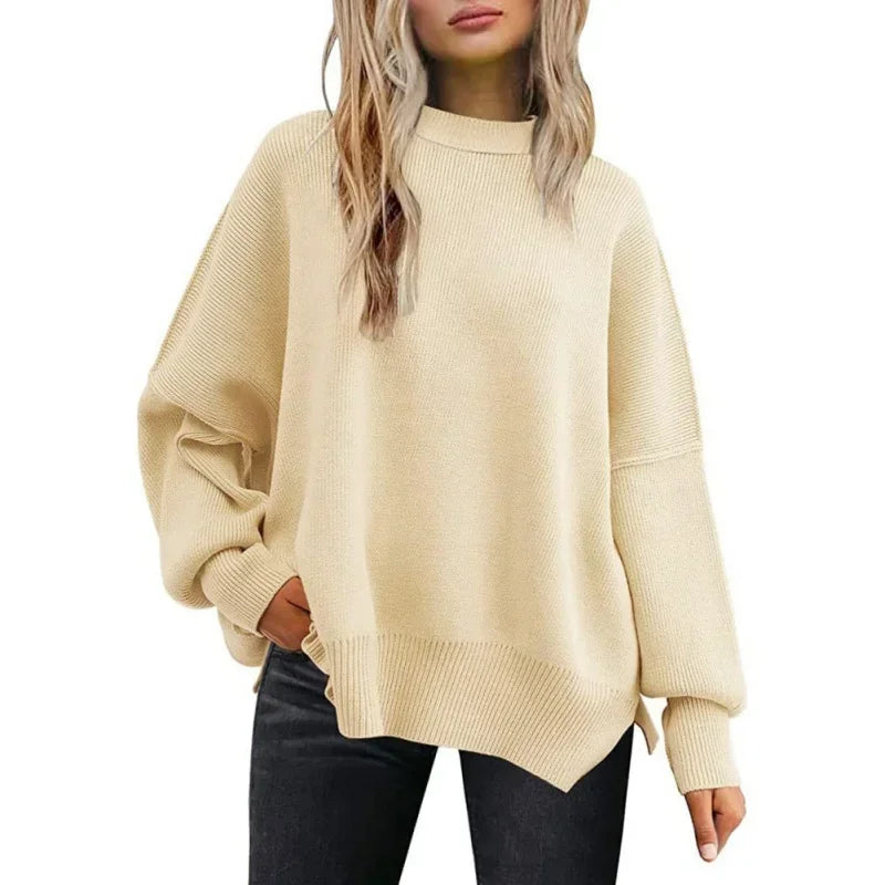 Autumn Women's Oversized Sweaters 2024 Fall Crewneck Batwing Sleeve Pullover Sweaters