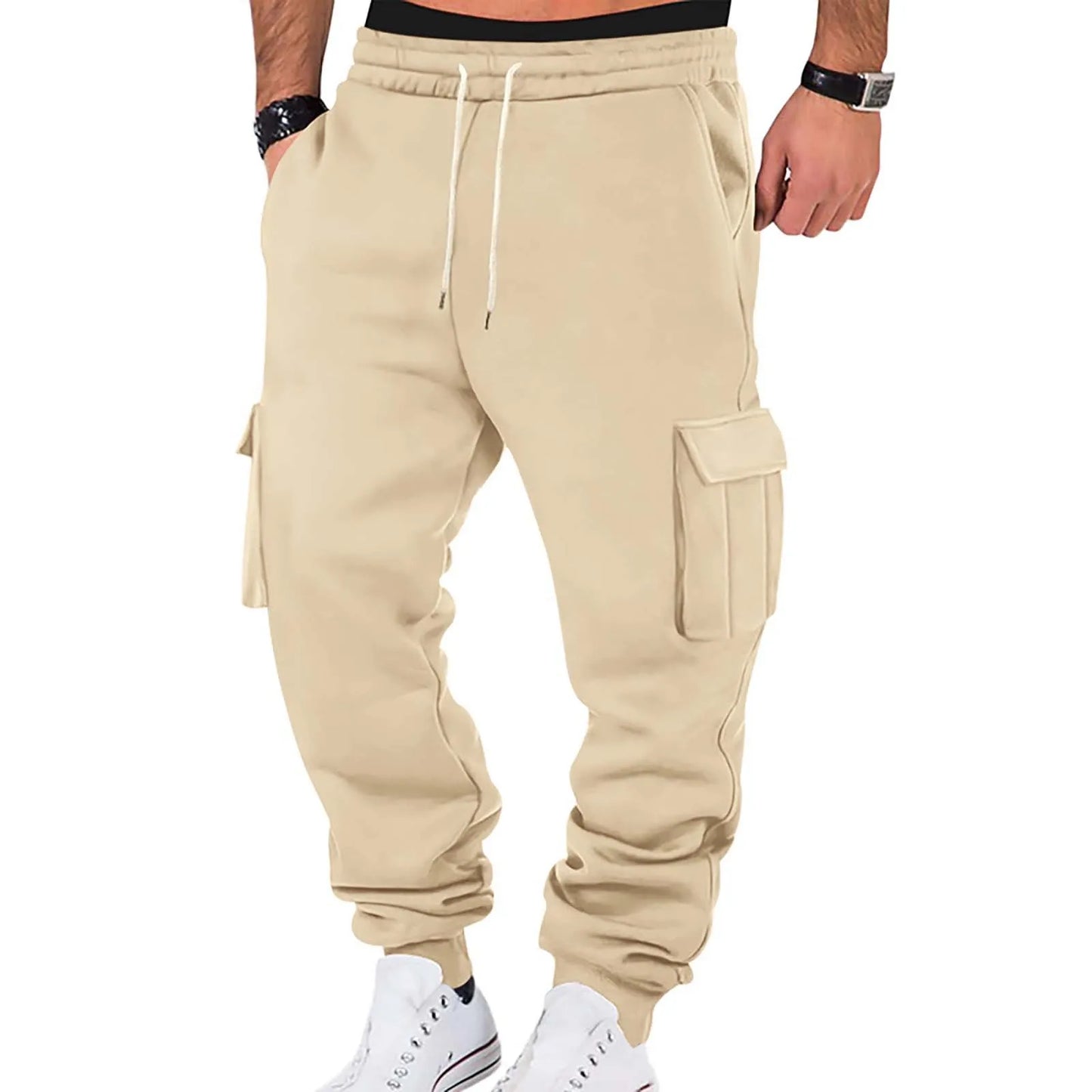 2025 Mens Sweatpants Straight Fit Joggers For Sports And Streetwear Loose Oversized Drawstring Long Pants Men Multi-Pocket Pants