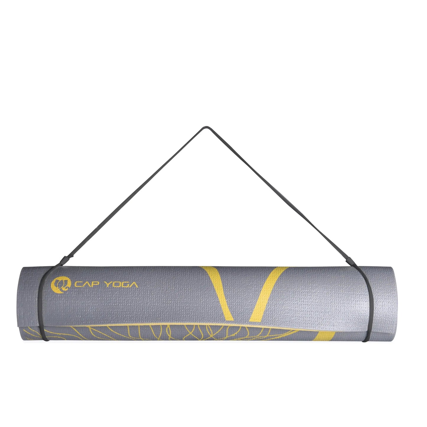 Double sided yoga mat, exercise mat, fitness equipment, 5mm, with straps, dahlia and ginkgo