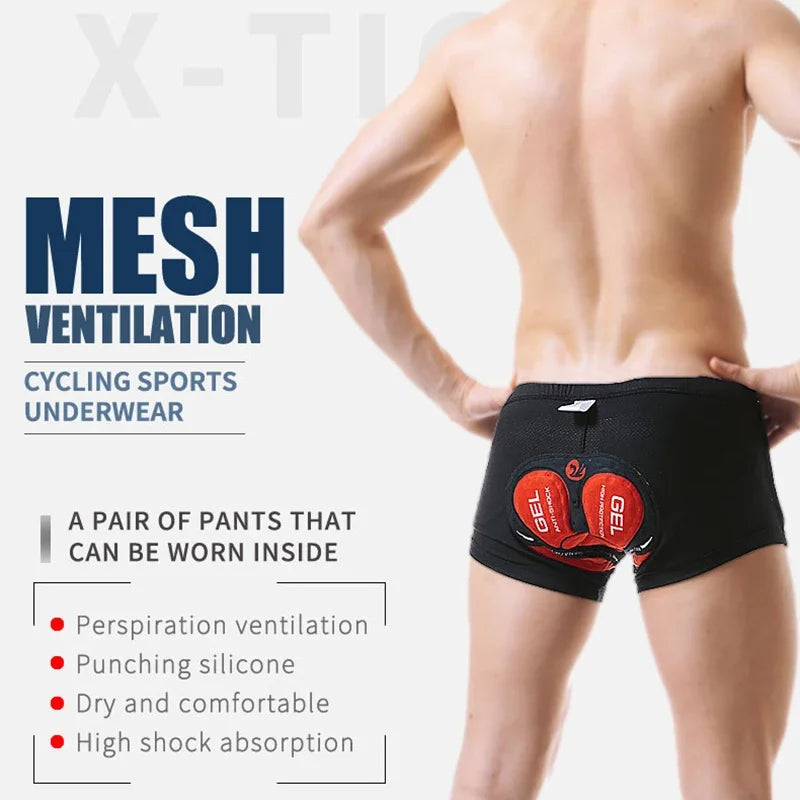 X-Tiger Men's Cycling Shorts With 5D Gel Pad Cycling Underwear Mountain Bike Downhill Shorts Loose Outdoor MTB Bicycle Shorts