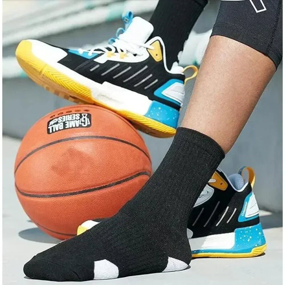 4Pairs Elite Basketball Socks Cushion Athletic Crew Socks Thick Performance Sport Soccer Towel Socks 7-12