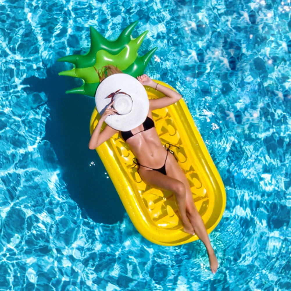 Pineapple Inflatable Hammock Bed Foldable Floating Water Recliner Mats Comfortable PVC Porous Exhaust Large Size for Summer Pool