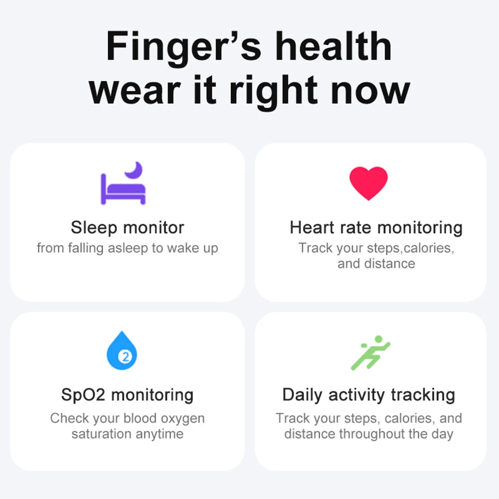 R02 Smart Ring Fitness Tracker Ring IP68 & 5ATM Waterproof Heart Rate Tracker Multi-sport Modes Wearable for Android for IOS