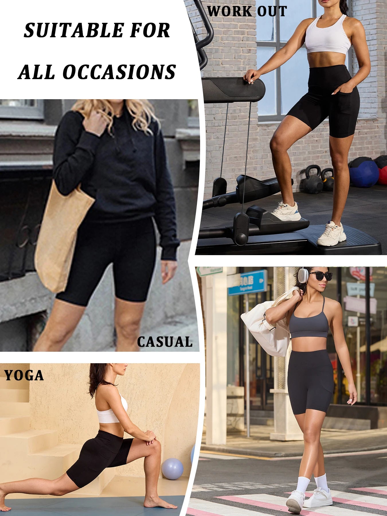 High Waisted Biker Shorts For Women With Pockets No See Through Workout Running Yoga Athletic Shorts Push Up Gym  Fitness