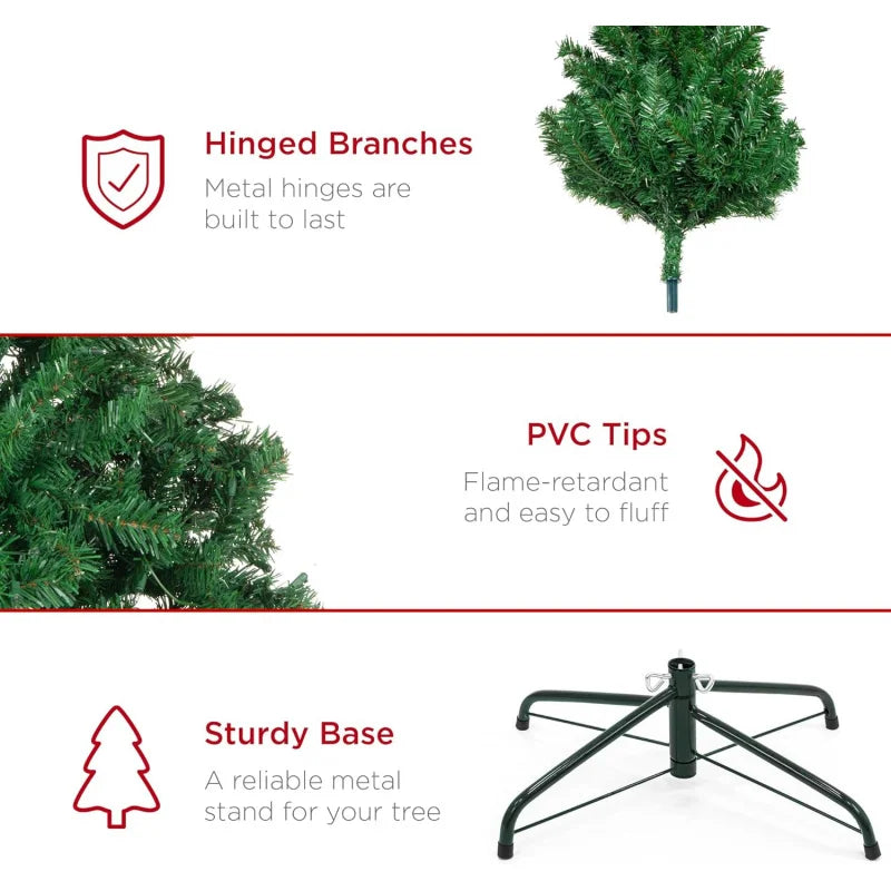 7.5ft Premium Artificial Spruce Christmas Tree - Unlit, Realistic Look, Dense Branches, Easy Assembly & Metal Base