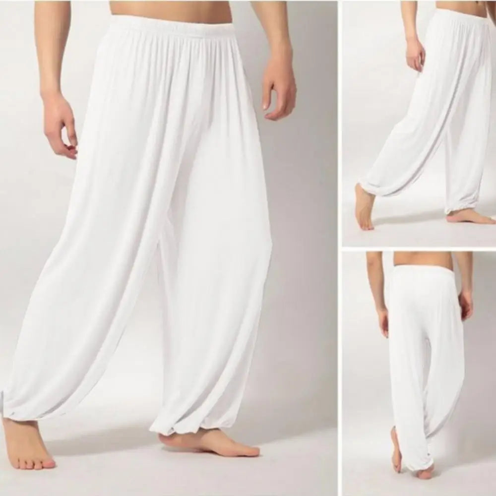 Men's Harem Pants Solid Color Yoga Pants Morning Exercise Tai Chi Pants Casual Wide Leg Pants Long Pants Harem Pants Male Slacks