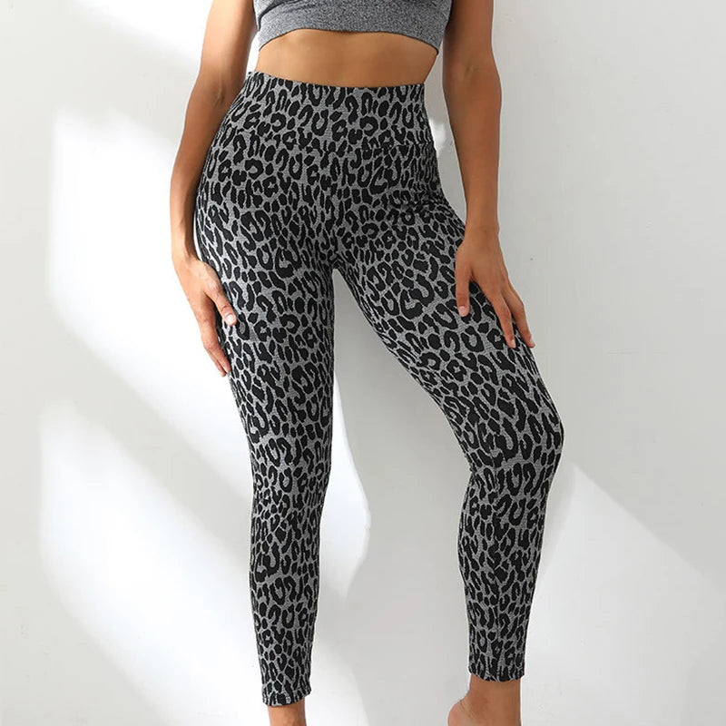 Seamless Leggings High Waist Women's Pants Hip-lifting Sexy Leopard Elastic GYM Sport Tights Fitness Workout Yoga Bottoms
