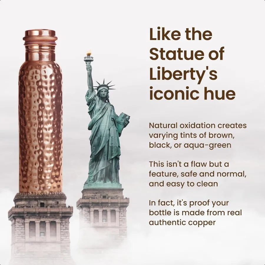 Pure Copper Water Bottle for Drinking Water 34 Oz Hammered Finish Stay Hydrated and Enjoy Ayurvedic s LeakProof Temperature Ret