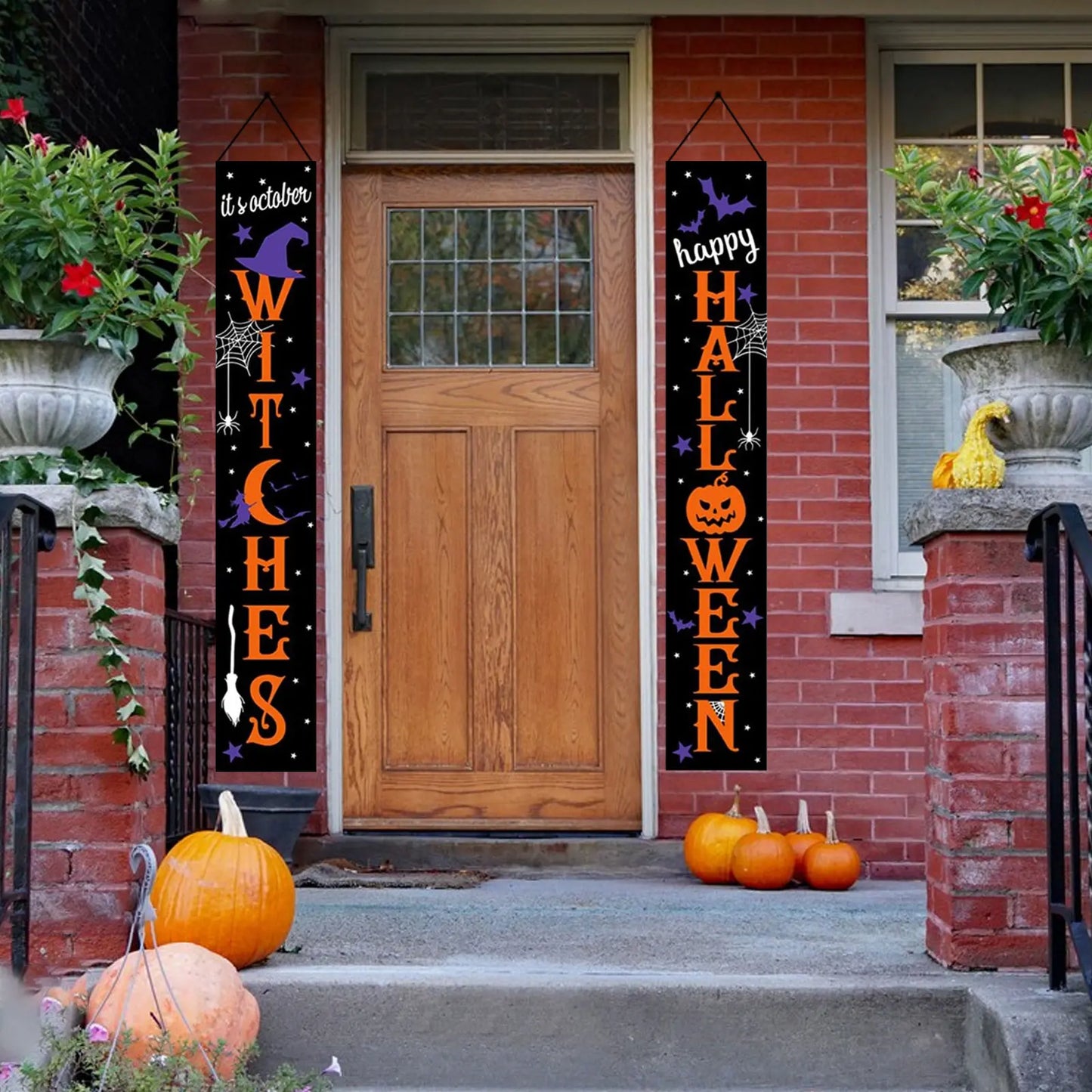 Halloween Door Banner Halloween Horror Atmosphere Couplet Decorative Hanging Flag Suitable For Home Party Supplies For Halloween