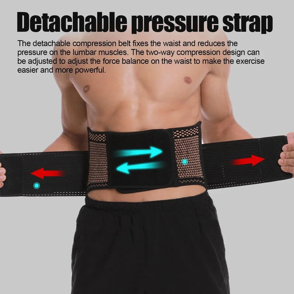 Lumbar Waist Support Adjustable Copper Waist Brace Compression Belt Fitness Waist Trainer Girdle Pain Men Women Unisex