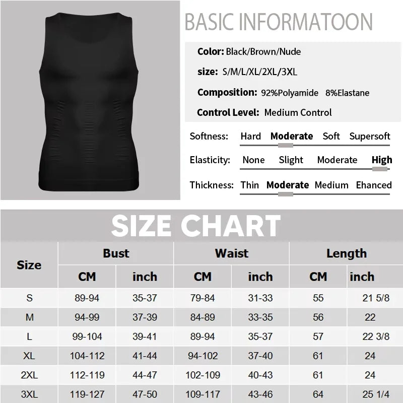 Men Slim Gym Workout Corset Tummy Control Compression Tank Top Sleeveless Shapewear Slimming Body Shaper Vest Shirt Abs Abdomen