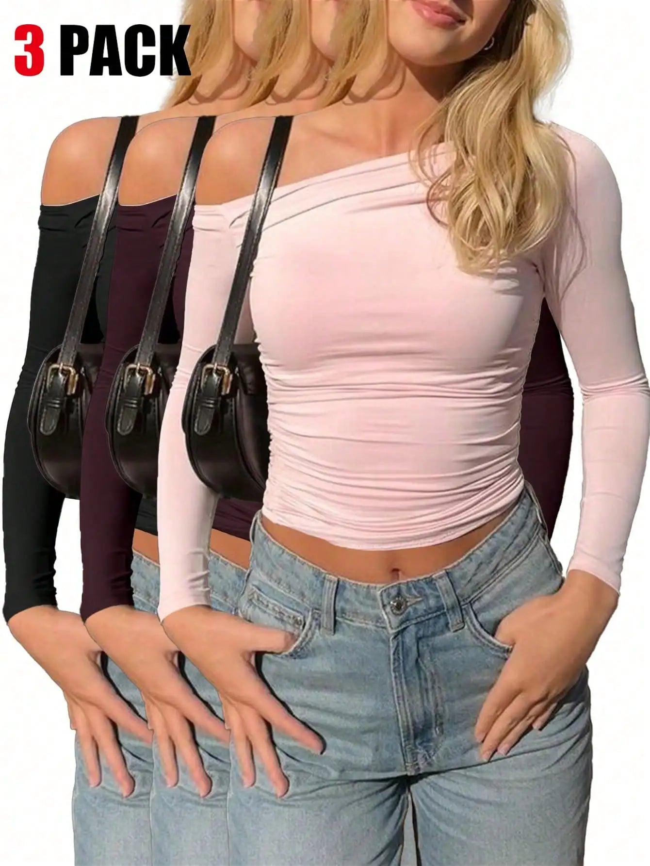 3PCS Women's Workout Tops 2025 Crop Gym Shirts Tight Compression Athletic Undershirts Summer Yoga Tee Set