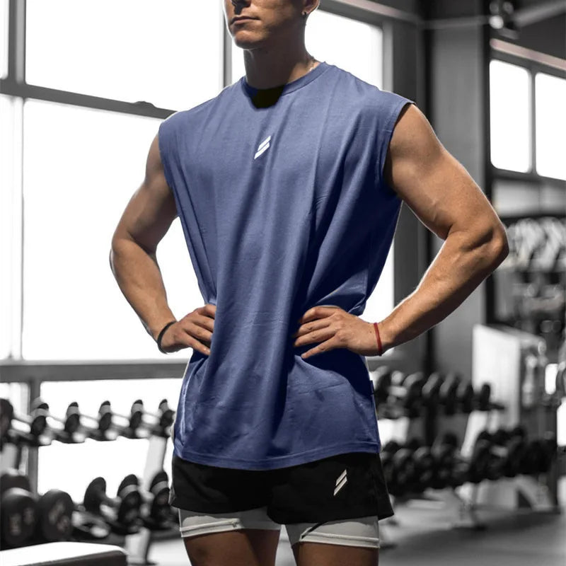 Running Tank Top Men Summer Sport Gym Vest Quick Dry Training Tanktop Workout Singlets Man Fitness Bodybuilding Sleeveless Shirt