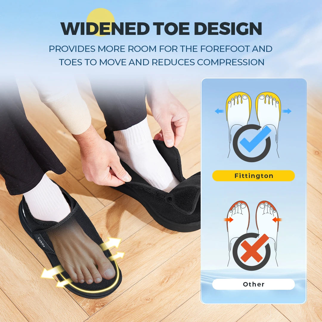 Men'S Diabetic Shoes Extra Wide 2E For Elder Orthopedics Feet Swollen Adjustable Walking Shoe Elderly Foot Pain Relief