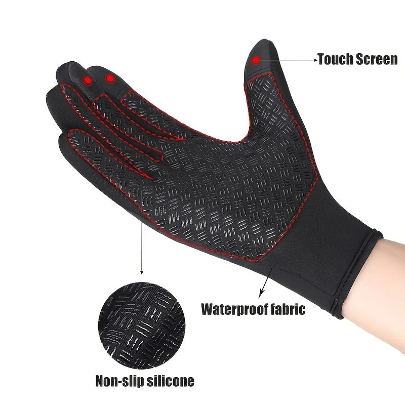 Winter Windproof Gloves,Bicycle Warmth Touch Screen, Water Riding Equipment,Outdoor Velvet Anti Cold Skiing Touch Screen Gloves