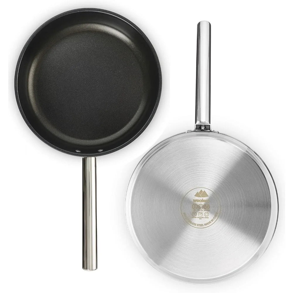 Camping Cookware 304 stainless steel 8-piece pot and pan Cooking kit | Skillet steamer with travel tote bag