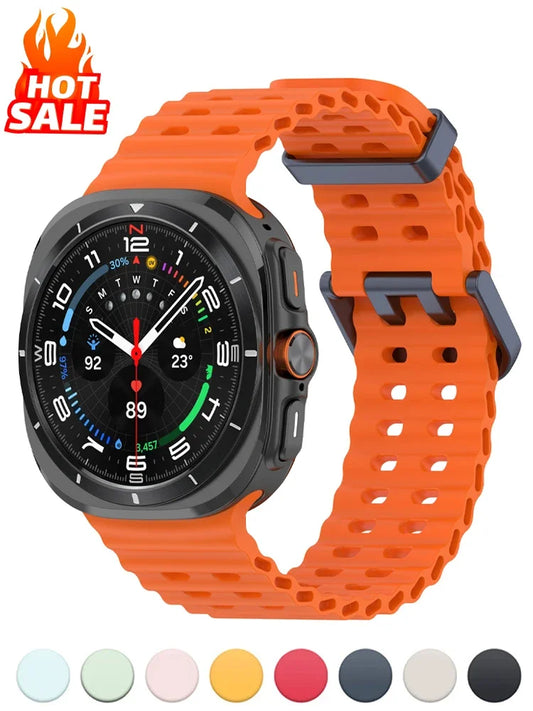 Marine Band For Samsung Galaxy Watch Ultra Accessories Silicone Sport Bracelet correa Galaxy Watch 7 Ultra 47mm Original Strap