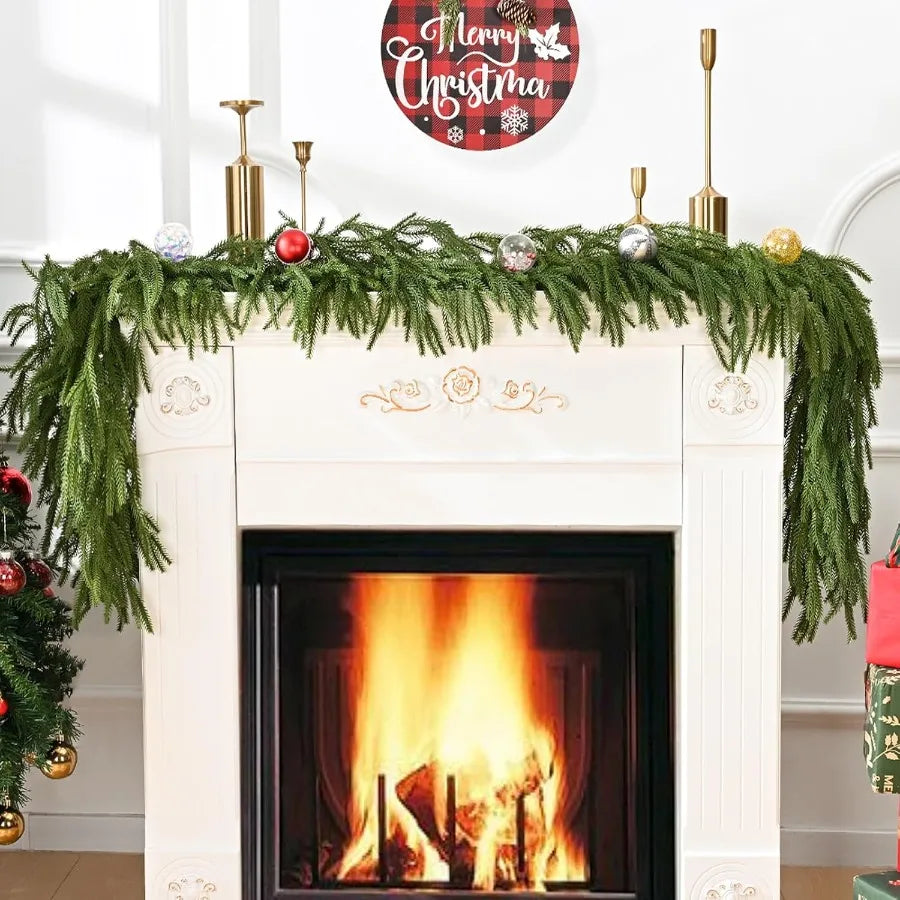MARTINE MALL Christmas Garland 6FT Real Touch Norfolk Pine Garland Cedar Garland Christmas Garlands for Mantle Christmas Pine G