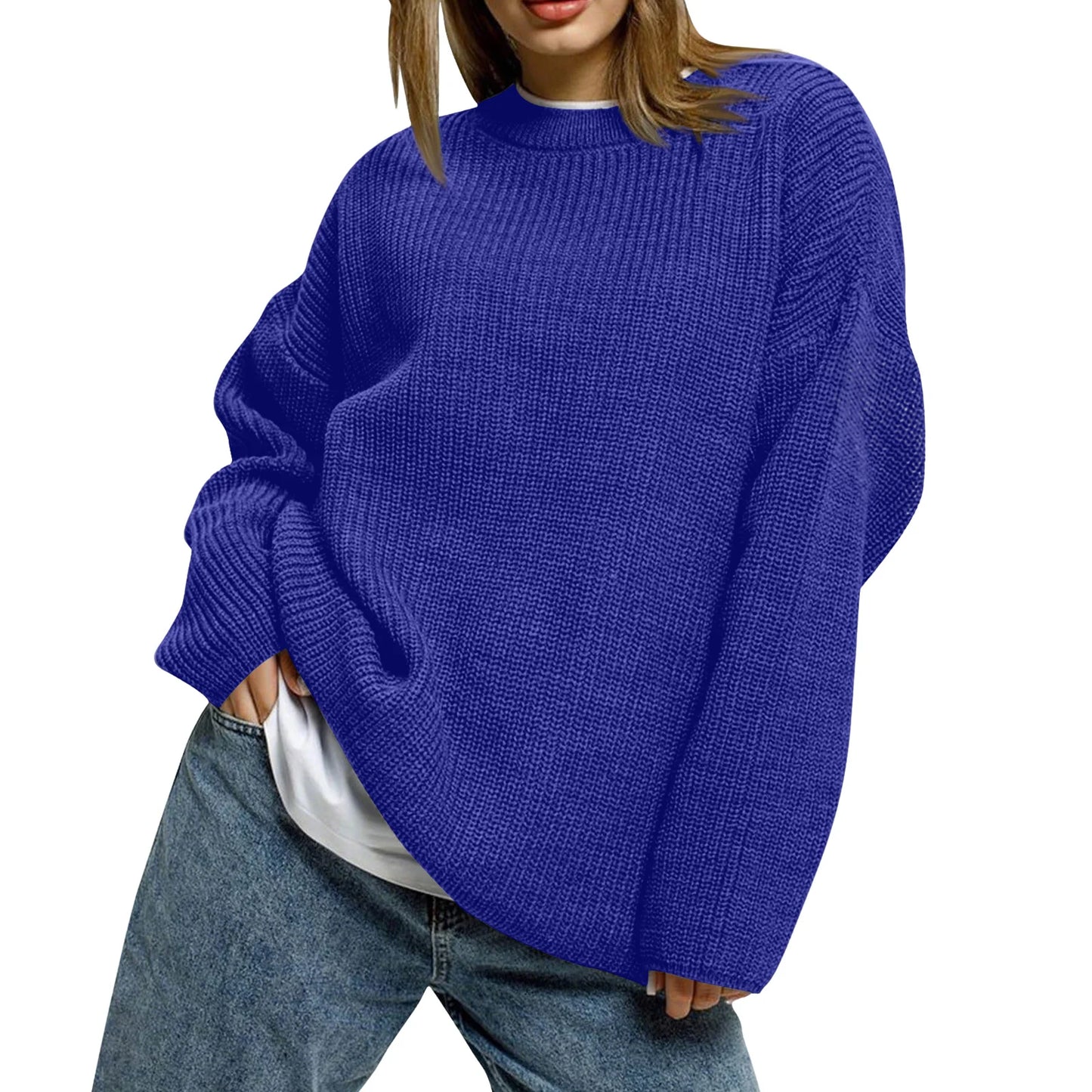 2025 Women'S Solid Color Loose Casual Long Sleeved Knitted Sweater Top Sweater Pulls Femmes Woman Clothes Sweater For Woman