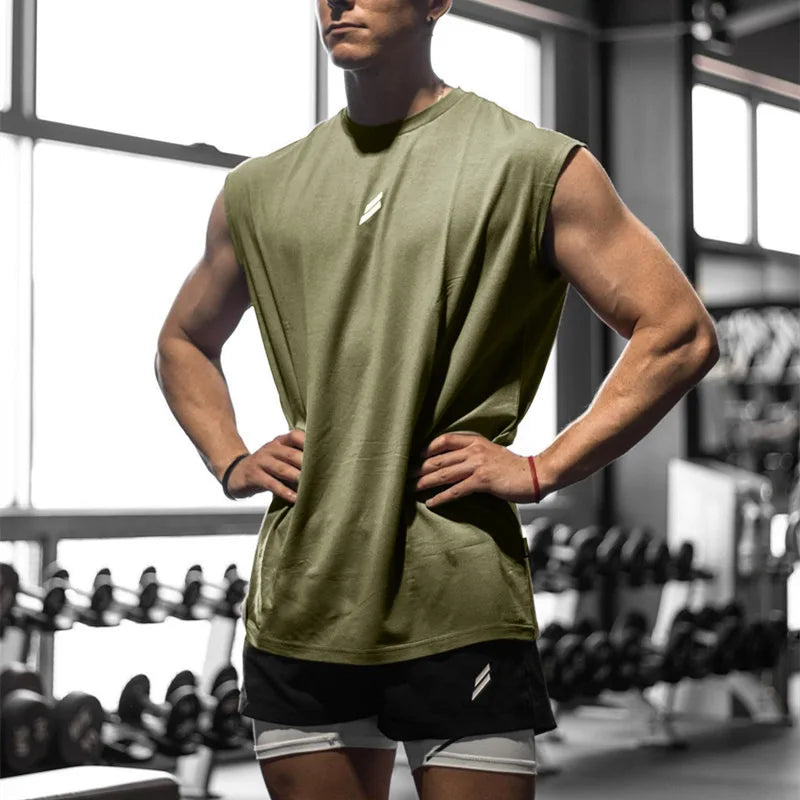 Running Tank Top Men Summer Sport Gym Vest Quick Dry Training Tanktop Workout Singlets Man Fitness Bodybuilding Sleeveless Shirt