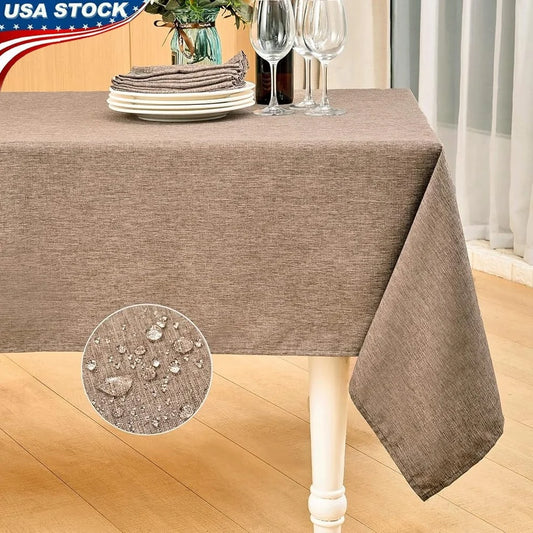 Waterproof Rectangular Tablecloth Linen Anti-Shrink Soft Wrinkle Resistant Decorative Fabric Cover Dining Picnic Buffet Tables