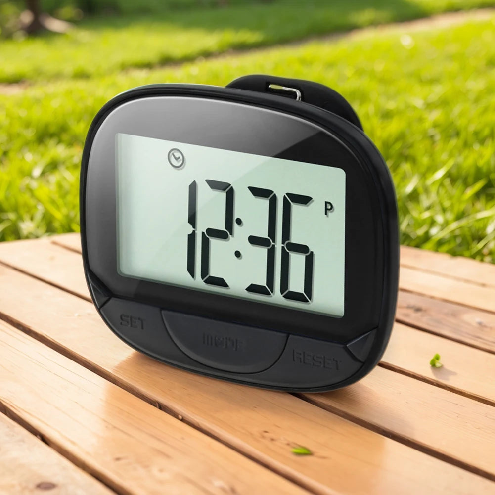 Clip-On Pedometer Electronic Pedometer Digital Display Simple Step Tracker Large Screen for Adults Seniors Dog