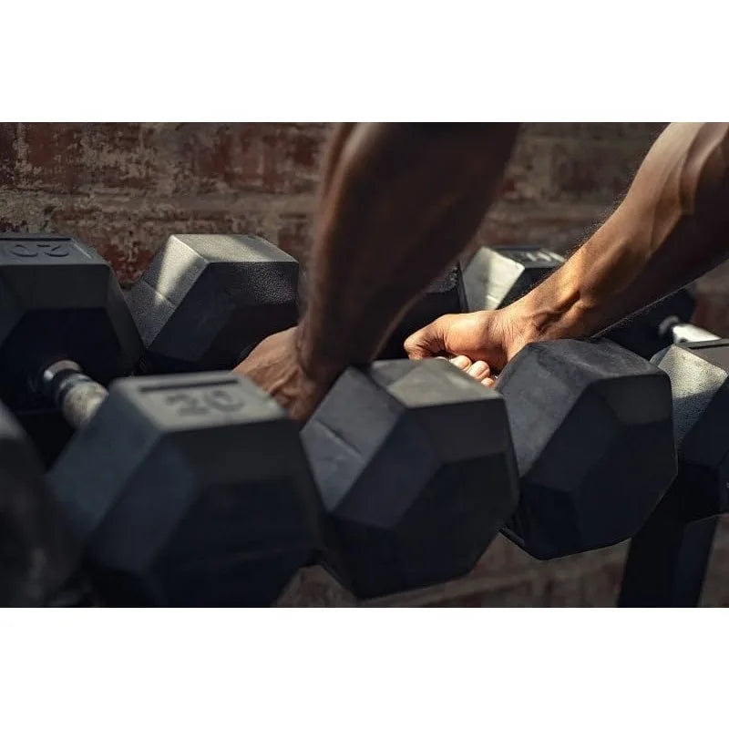 Premium Rubber Encased Hex Dumbbell, 15LB Pair