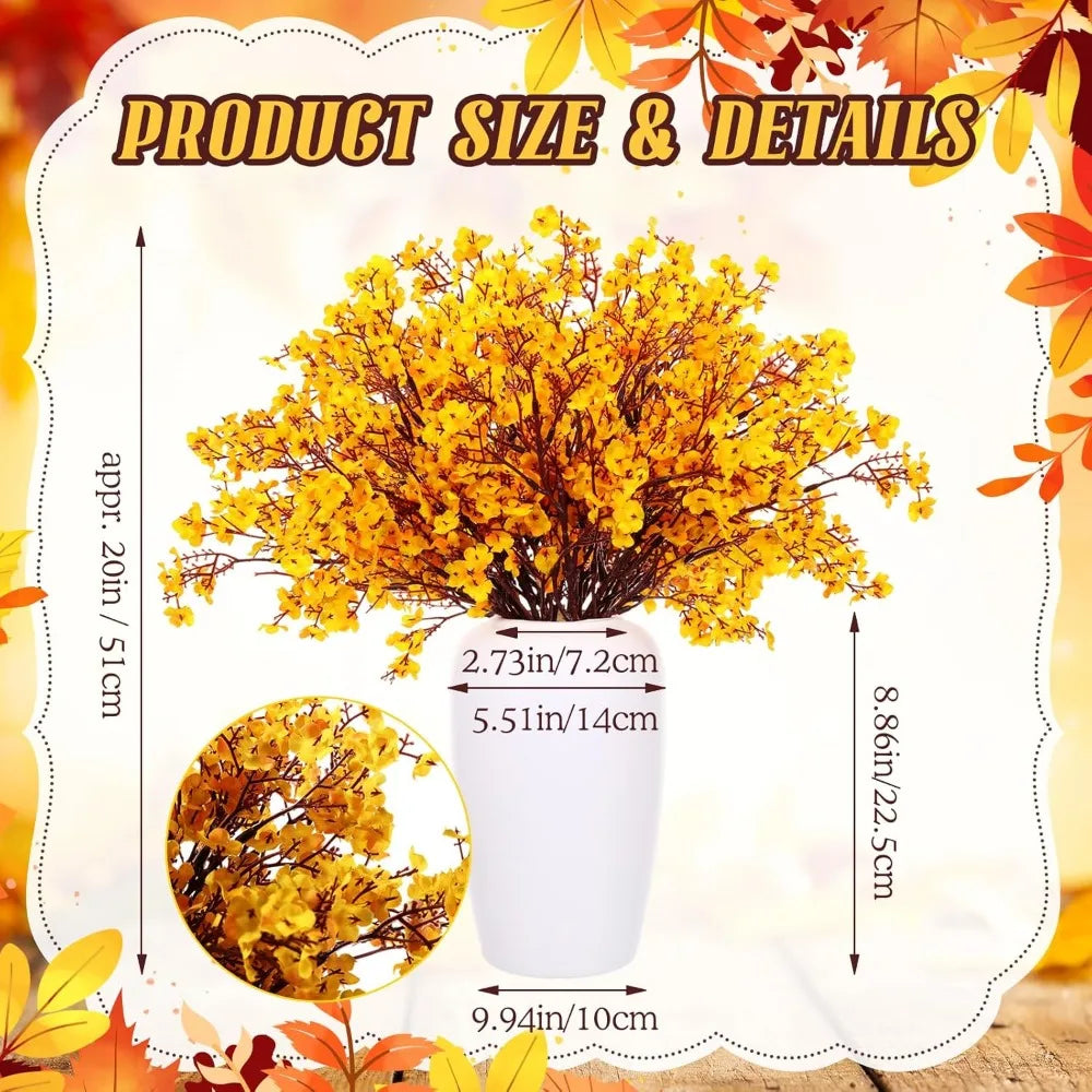 11 pcs fall centerpieces for tables artificial fall stems fake baby breath flowers with vase for thanksgiving table decor home