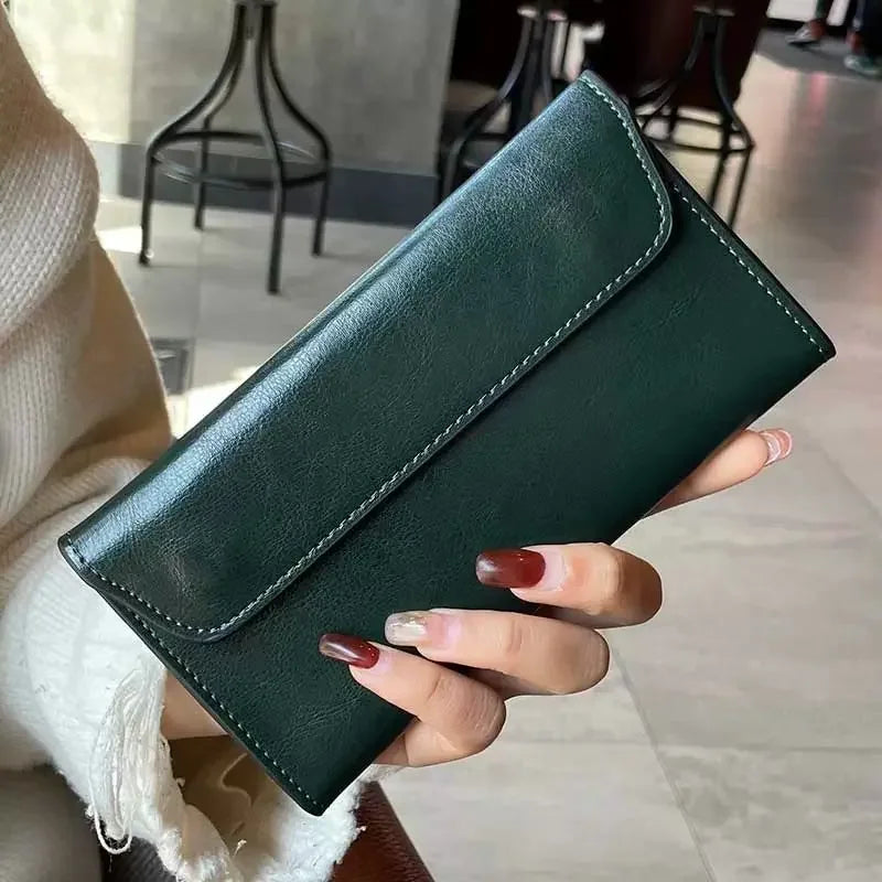 Leather large capacity ultra-thin long wallet, stylish and simple multifunctional handbag, Women Wallet