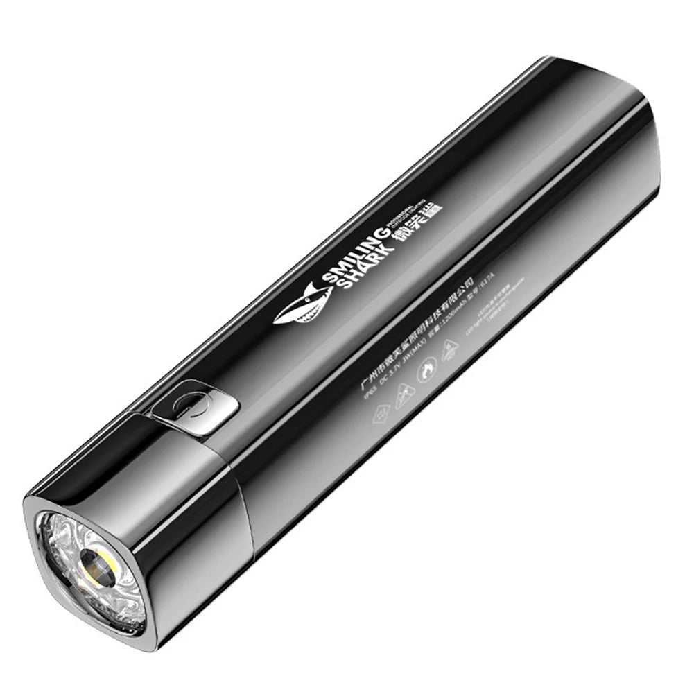 High Brightness Flashlight USB Charging Portable LED Torch 3 Gears XPE LED Flashlight Power Bank for Outdoor Hiking Fishing