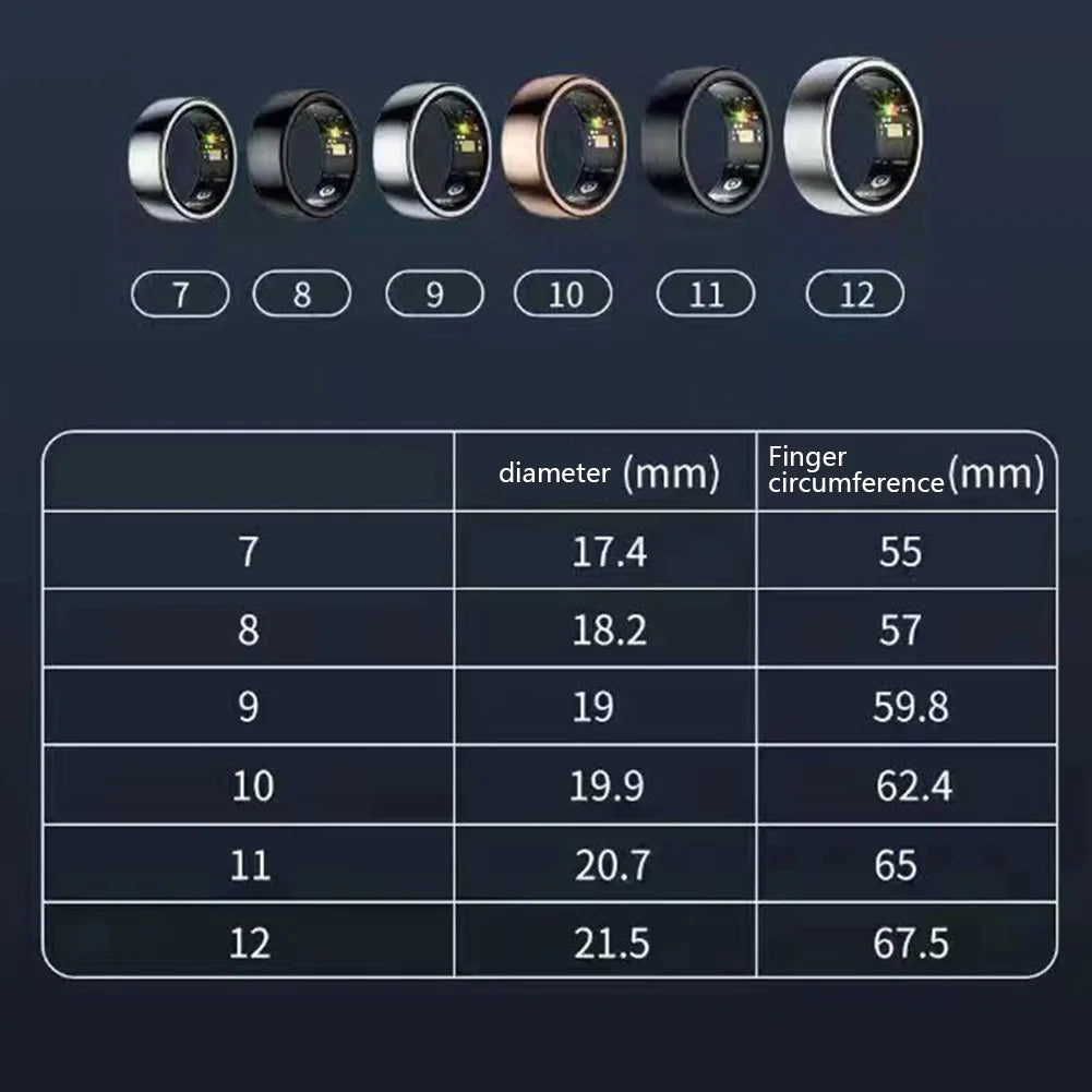 Smart Ring Health Tracker IP68 Waterproof Sleep Heart Rate Blood Oxygen Tracker Multi-sport Modes for Women Men for iOS Android