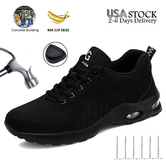 Mens Steel Toe Safety Boots with Anti-smash Puncture-Resistant Sole for Construction &Heavy Industry Protective Boots 36-46