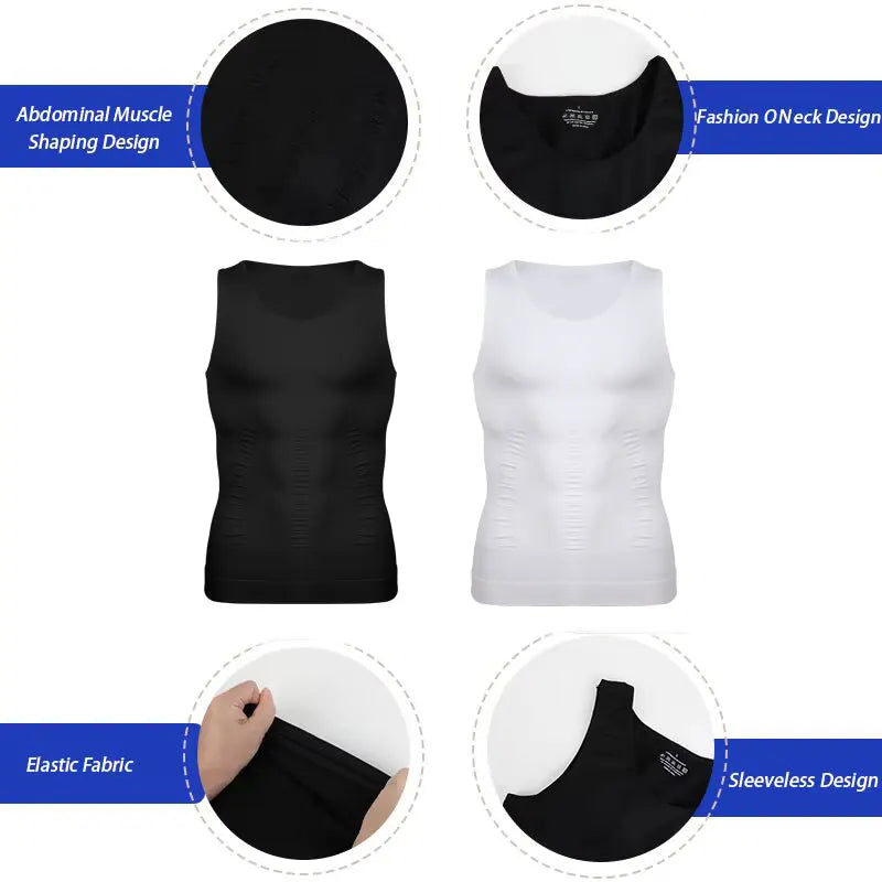 Men Slim Gym Workout Corset Tummy Control Compression Tank Top Sleeveless Shapewear Slimming Body Shaper Vest Shirt Abs Abdomen