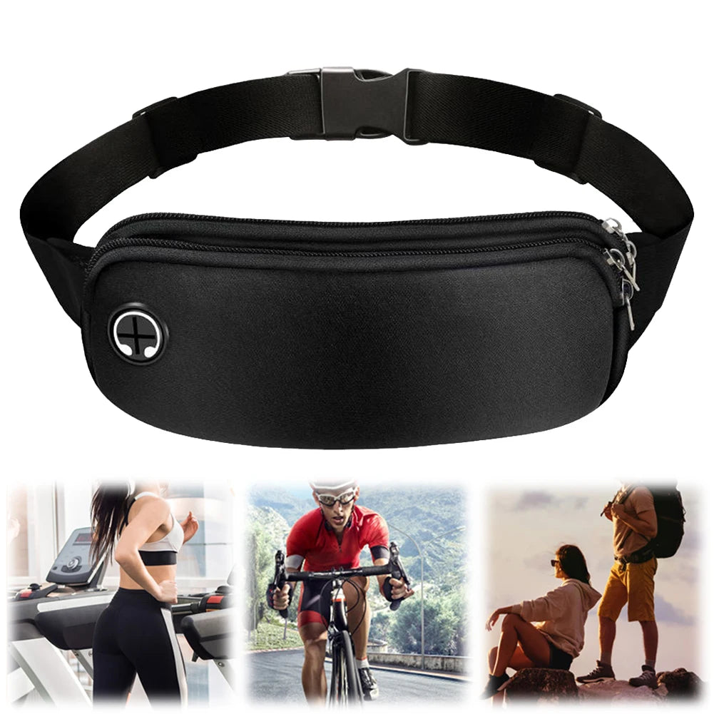 5 PCS Running Belt Waterproof for Men Women Fanny Pack with Headphone Port Phone Holder Waist Pouch for Hiking Walking Sport