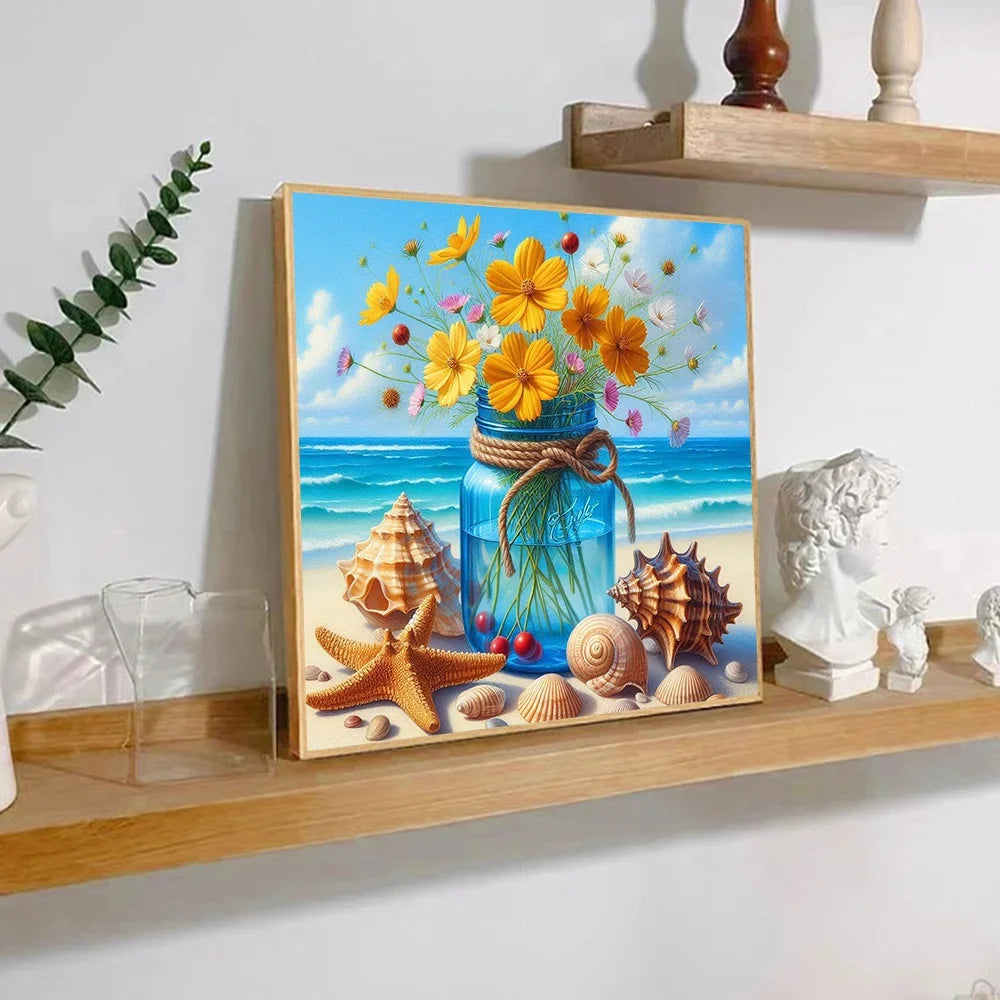 Seaside Flower Paint By Numbers For Adult Diy Art Craft Kit Landscape HandPainted On Canvas Valentines Gift Home Decor