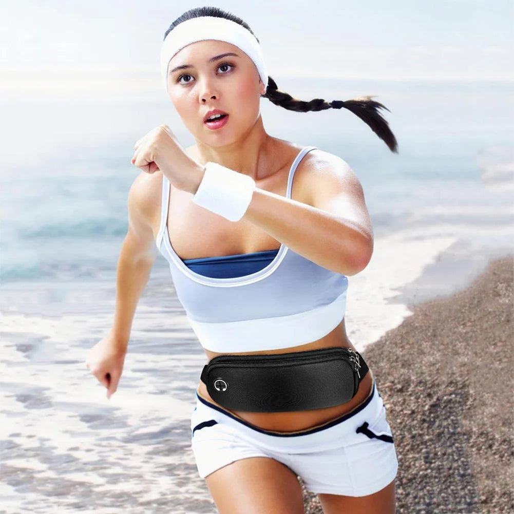 5 PCS Running Belt Waterproof for Men Women Fanny Pack with Headphone Port Phone Holder Waist Pouch for Hiking Walking Sport